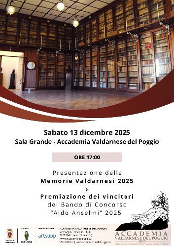 PRESENTAZIONE DELLE MEMORIE VALDARNESI 2025 PREMIAZIONE DEI VINCITORI DEL BANDO ALDO ANSELMI