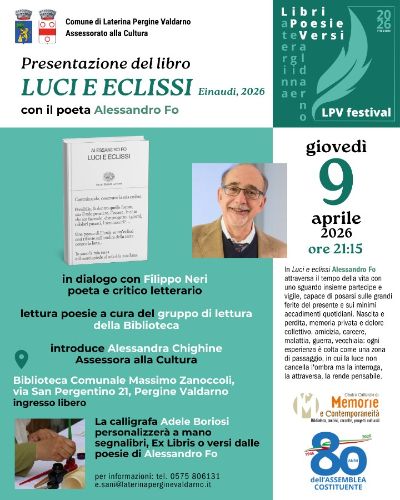 Presentazione del libro LUCI E ECLISSI Einaudi, 2026 con il poeta Alessandro Fo