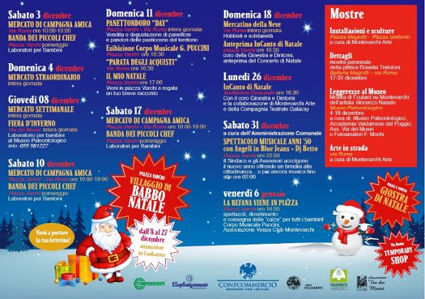 Natale 2016 a Montevarchi  le iniziative nel centro città e non solo